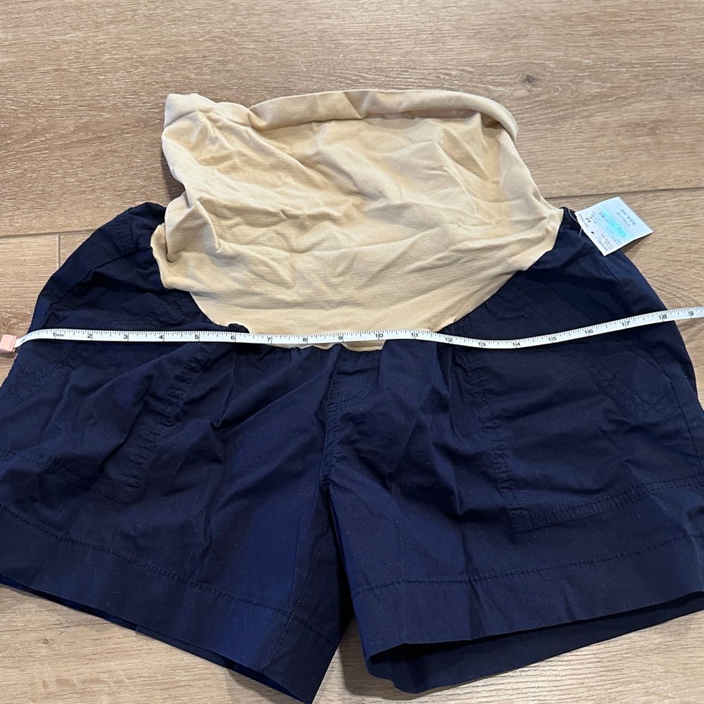 Motherhood Maternity Navy Shorts with Cream Fold-Over Waistband - Picture 7 of 11